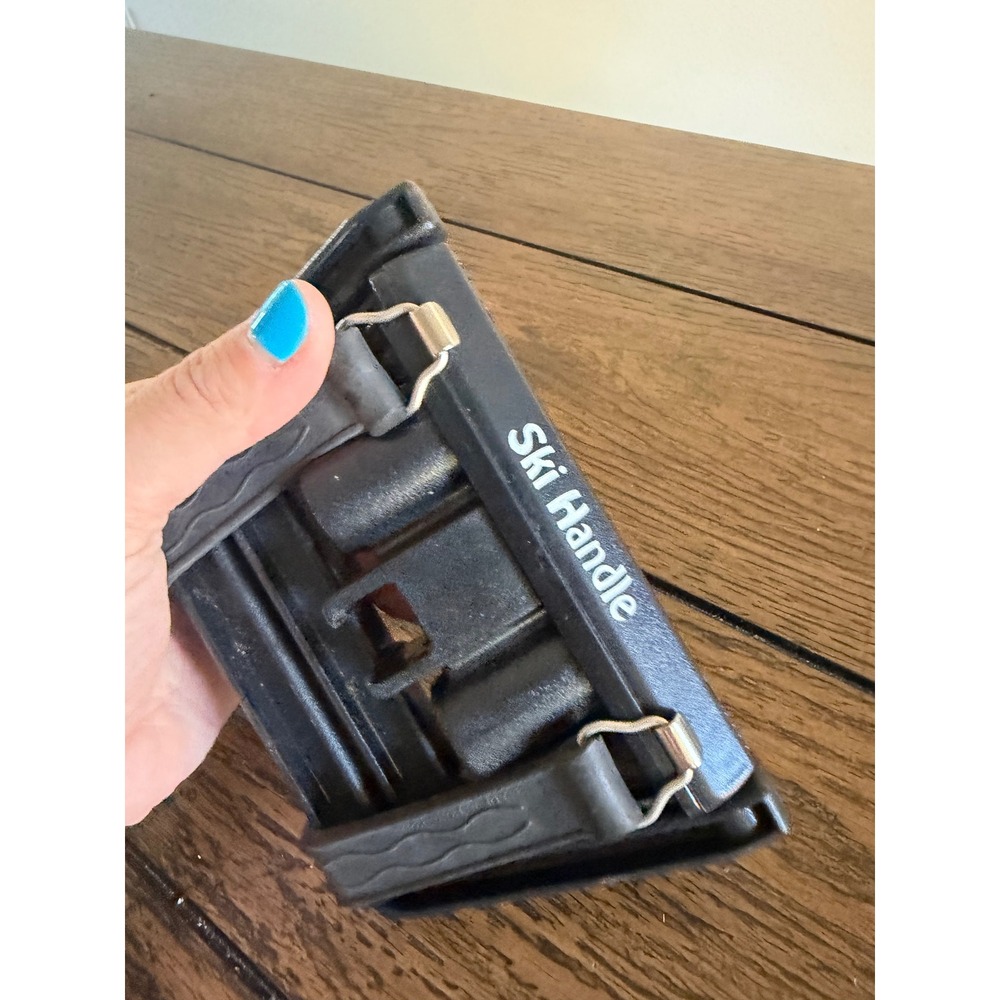 Vintage Ski Handle Carrier Tool Black Plastic Rubber Straps Portable Gear Grip - Picture 11 of 14